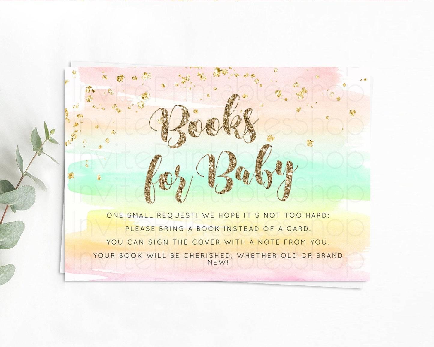 Pastel Books For Baby Card Pastel Rainbow Book Insert Colorful Ombre Watercolor Book Card Confetti Glitter Baby Book Poem Request D10592