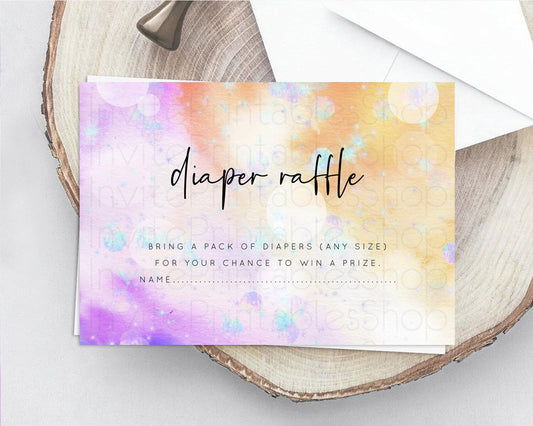 Editable Rainbow Diaper Raffle Card Pastel Diaper Insert Colorful Pastel Wat