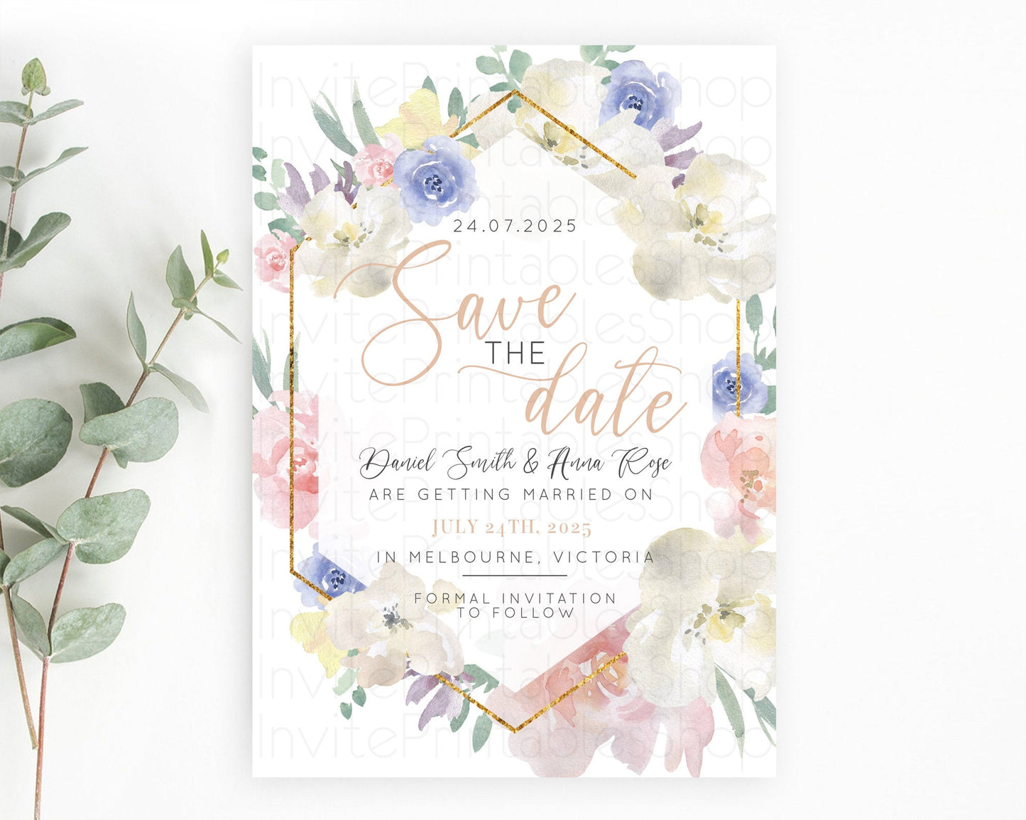 Wildflower Save The Date Template Secret Garden Save The Date Pastel Floral Garden Party Boho Flowers Birthday Baby Shower Wedding D10254