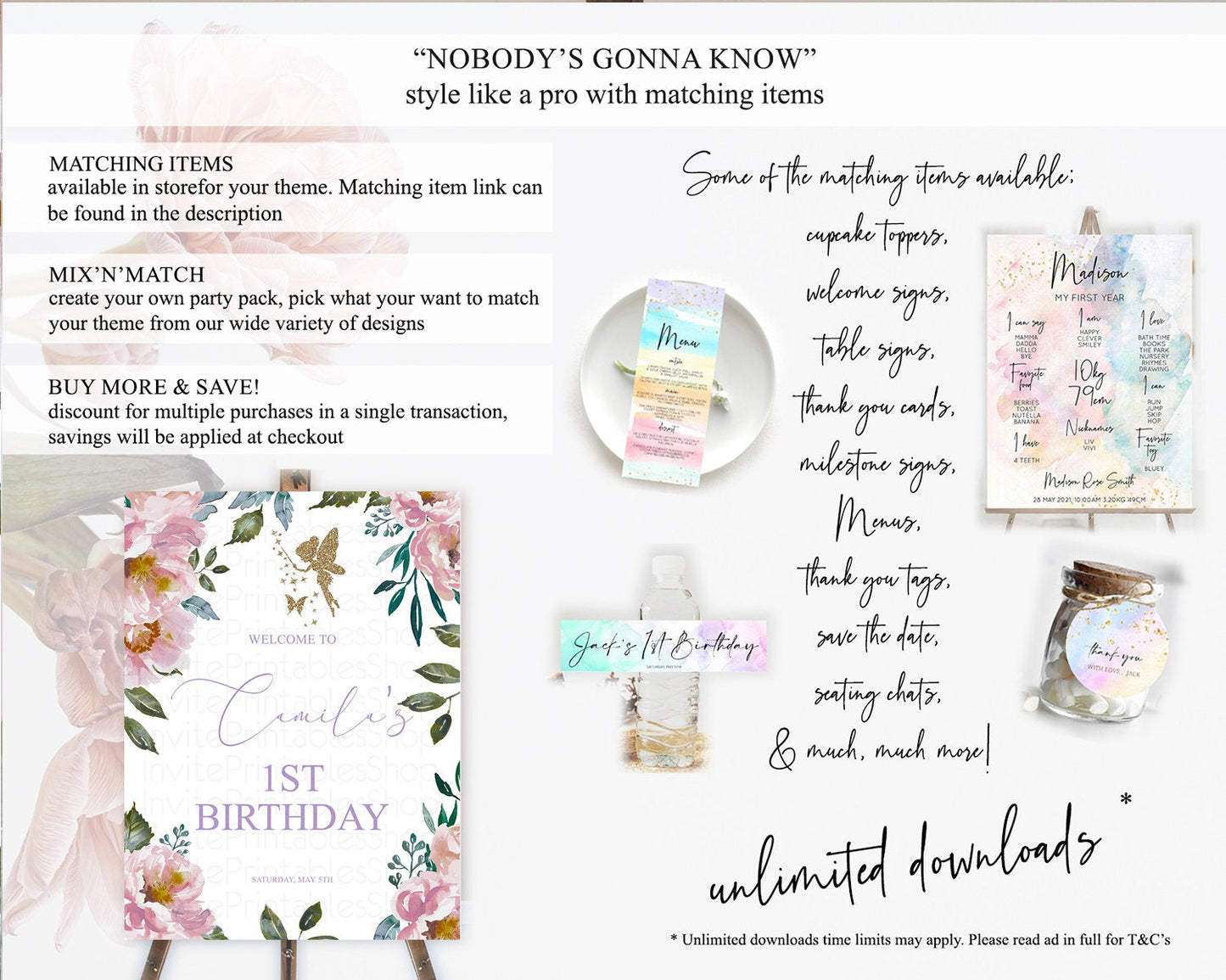 Fairy Welcome Sign Fairy Welcome Board Enchanted Garden Pastel Floral Butterfly Decor Secret Garden First Birthday Welcome Sign D10727