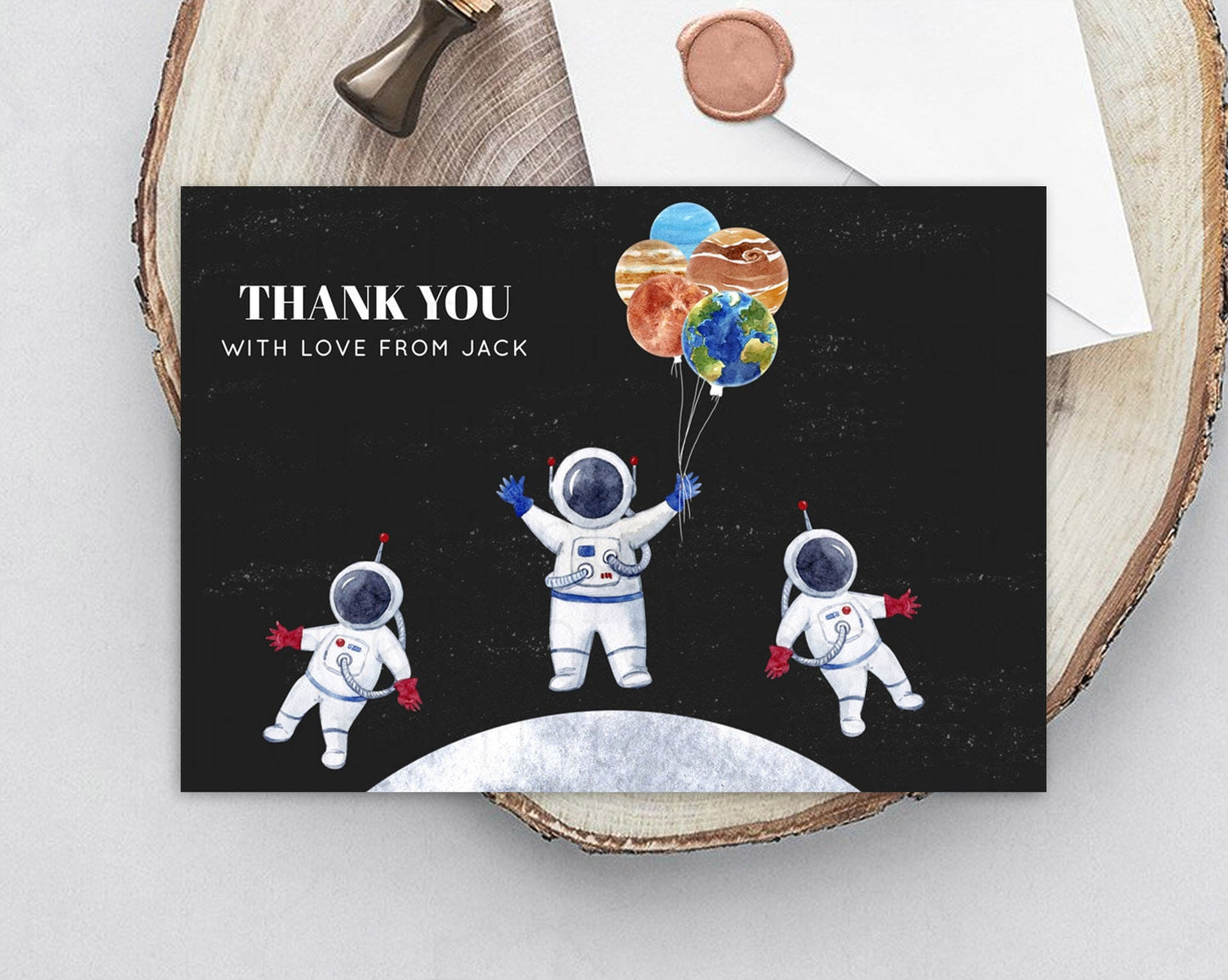 Space Thank You Space Thank You Card First Trip Around the Sun Thank You Card Planets Solar System First Birthday Thank You Cards D10430