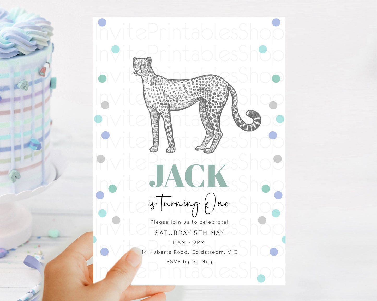 Cheetah Birthday Invitation Cheetah Invitation Cheetah Birthday Cheetah Safari Adventure Invite Cheetah Palm Leaf Invite Zoo Party D10857