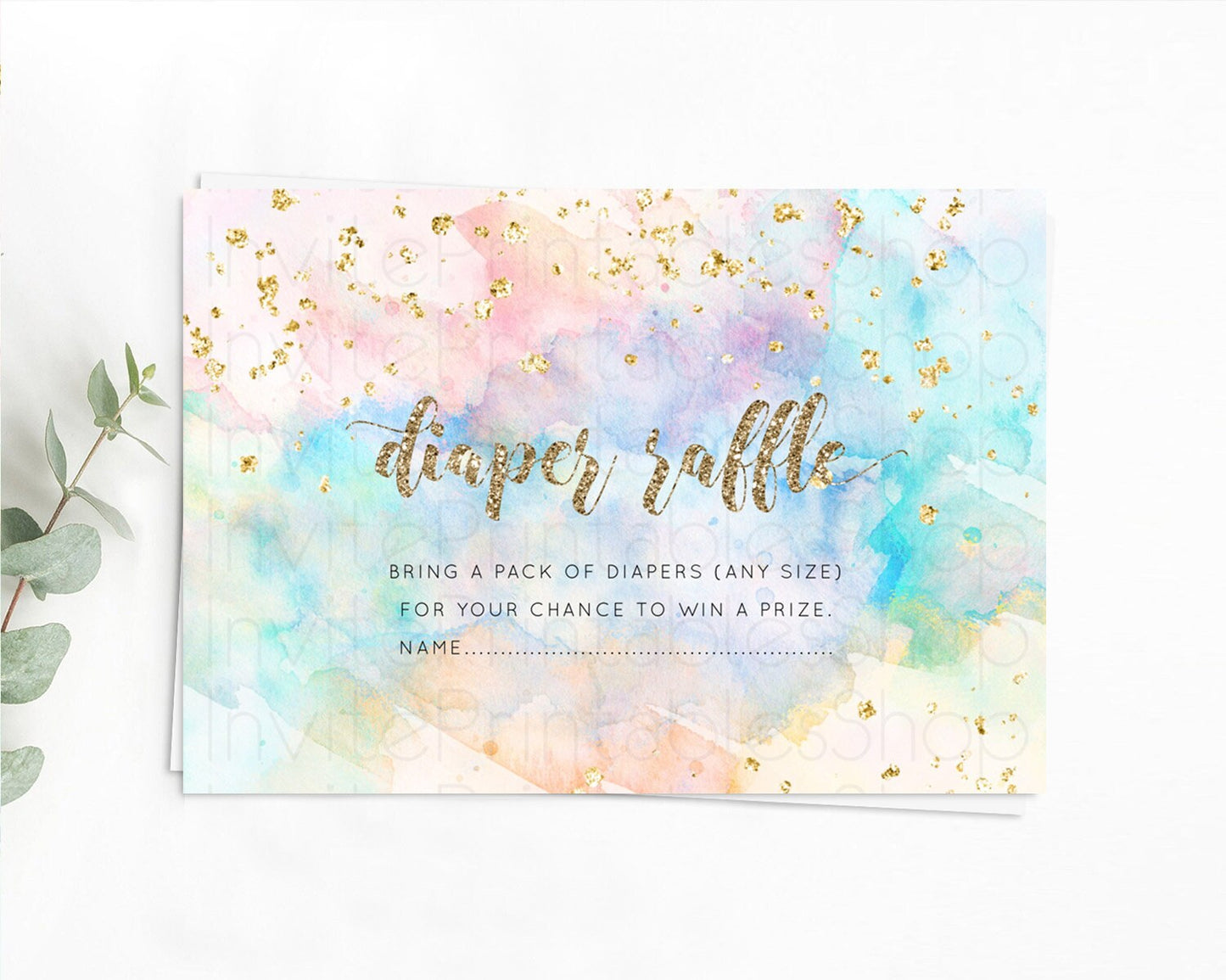 Editable Pastel Diaper Raffle Card Pastel Rainbow Diaper Raffle Insert Color