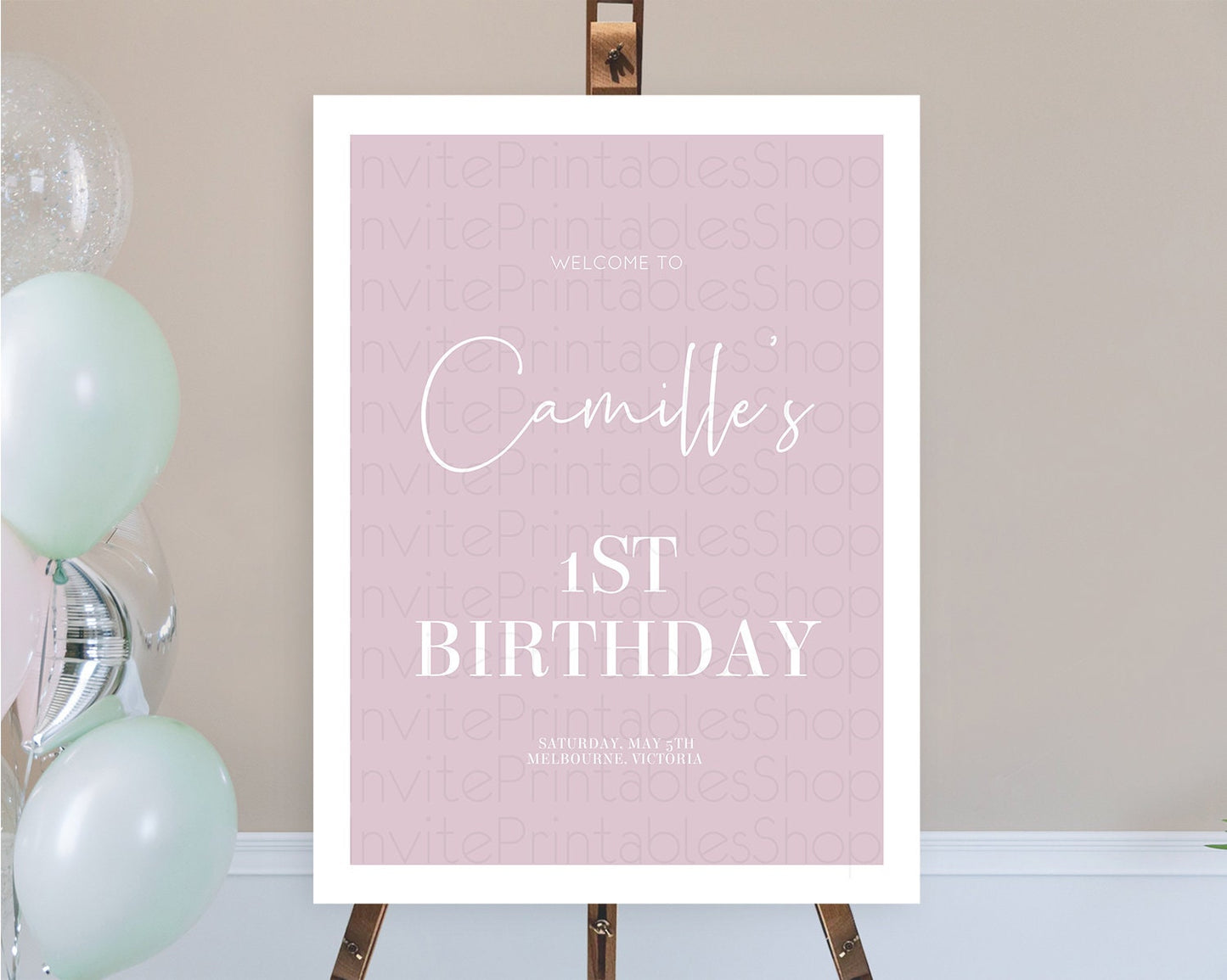 Pink Welcome Sign Plain Pink Welcome Board Minimalist Pastel Pink Welcome Poster Modern Pink First Birthday Welcome Sign D10940