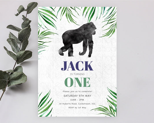 Editable Gorilla Birthday Invitation Gorilla Invitation Gorilla Birthday Jun