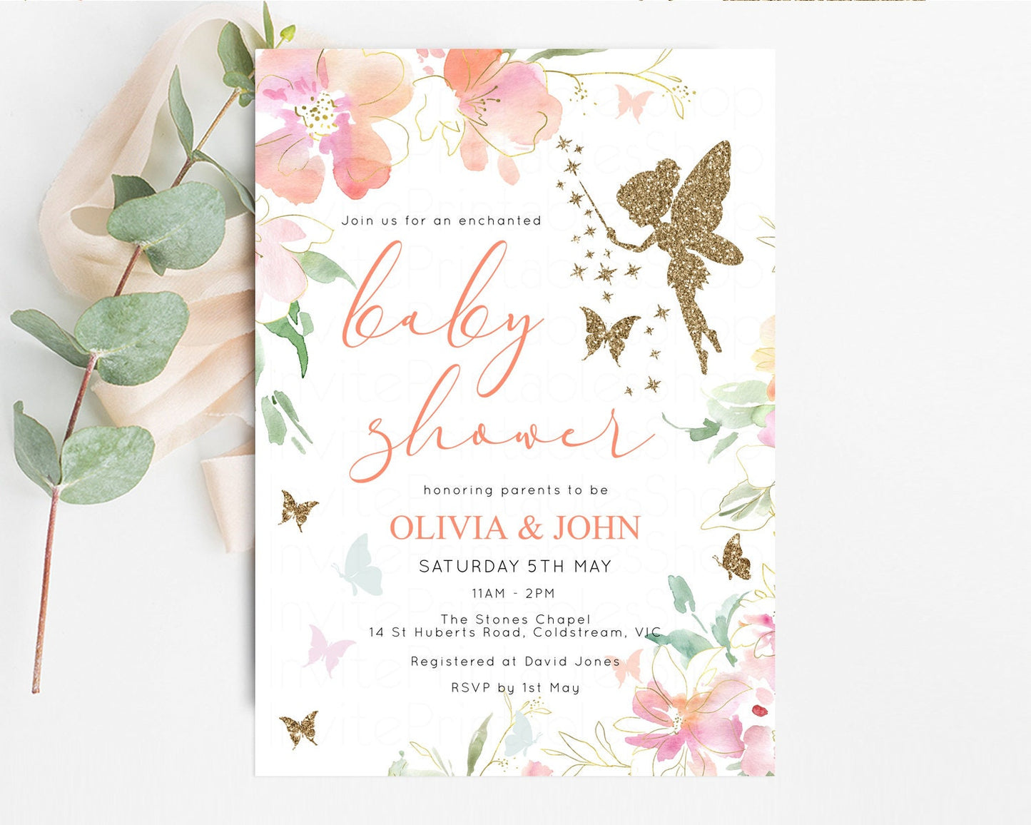 Fairy Baby Shower Invitation Enchanted Forest Baby Shower Secret Garden Shower Whimsical Floral Shower Boho Botanical High Tea Party 91