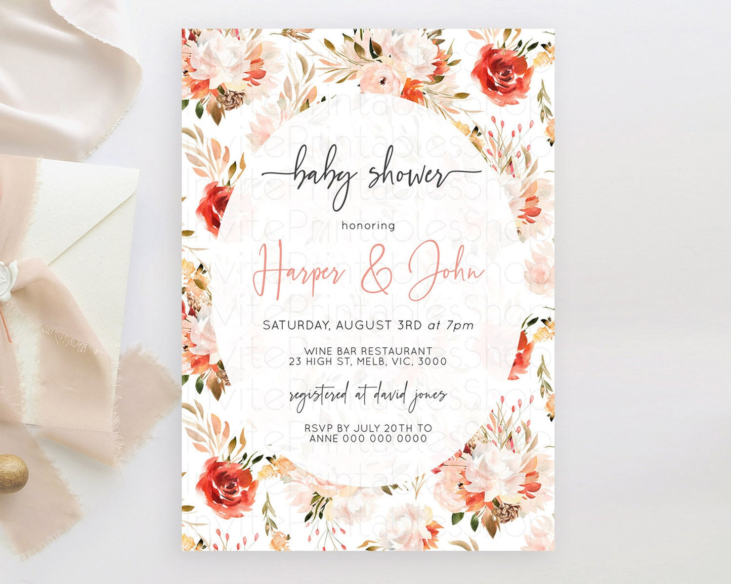 Editable Wildflower Baby Shower Invitation Secret Garden Baby Shower Invitat