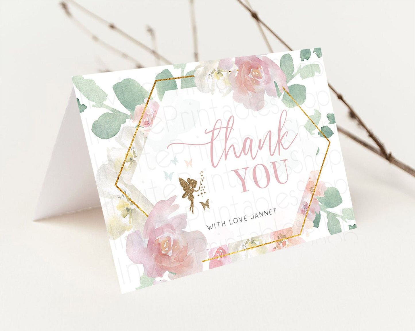 Fairy Thank You Fairy Thank You Card Enchanted Garden Pastel Butterfly Birthday Thank You Floral Secret Garden Teacher Thank You D10965