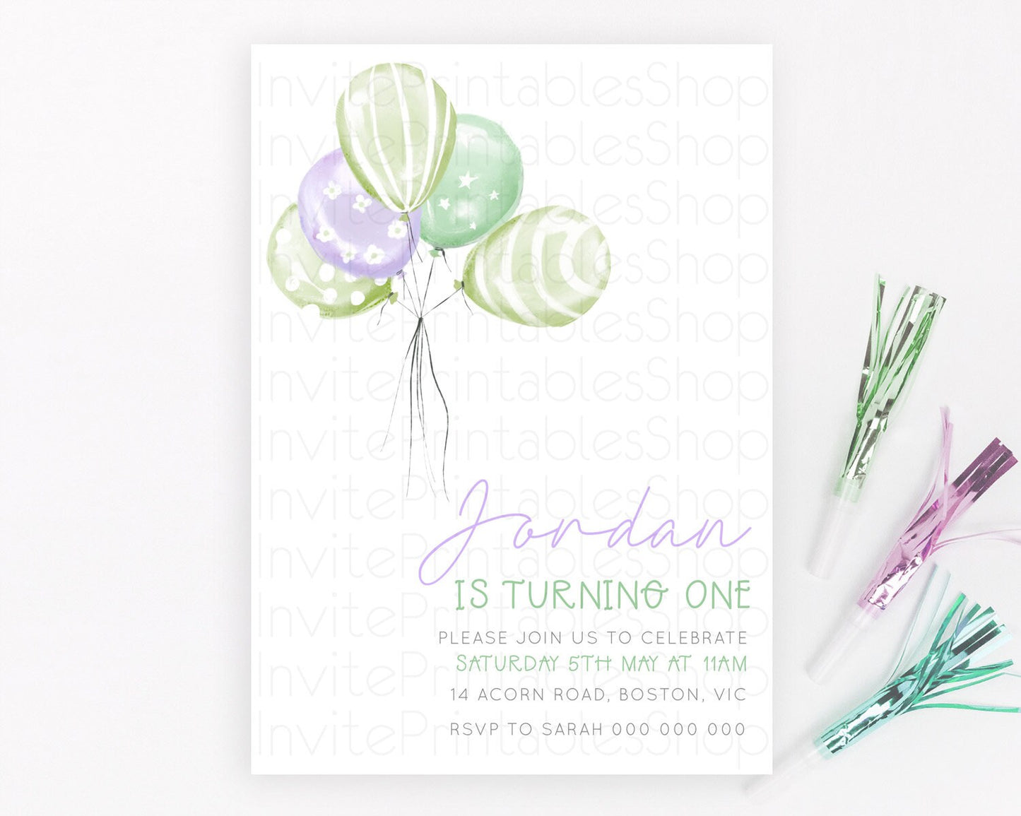 Editable Balloon Birthday Invitation Pastel Birthday Invitation Pastel Ballo