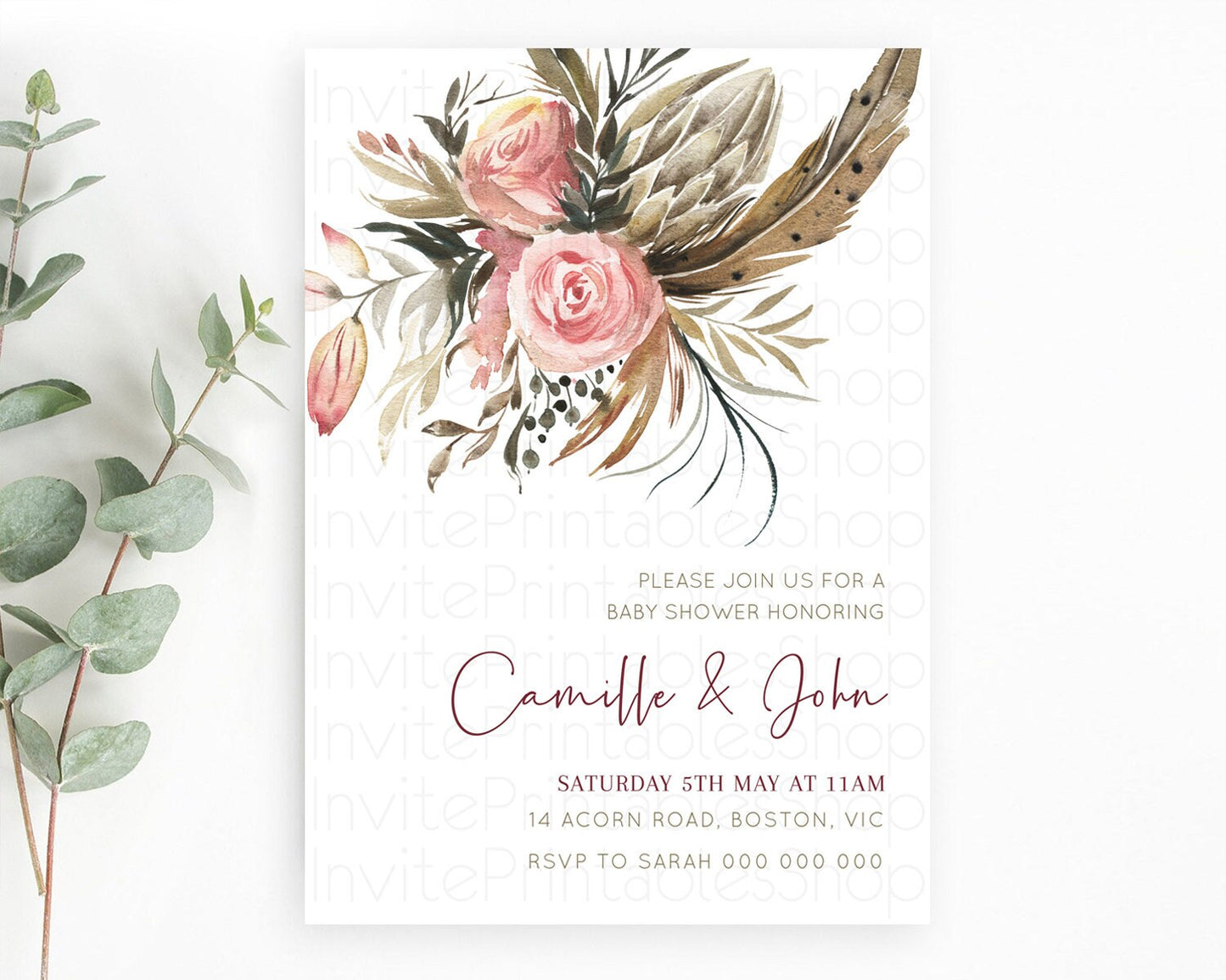 Wildflower Baby Shower Invitation Secret Garden Baby Shower Invitation Pastel Flowers Invite Enchanted Garden Shower Floral Theme D10686