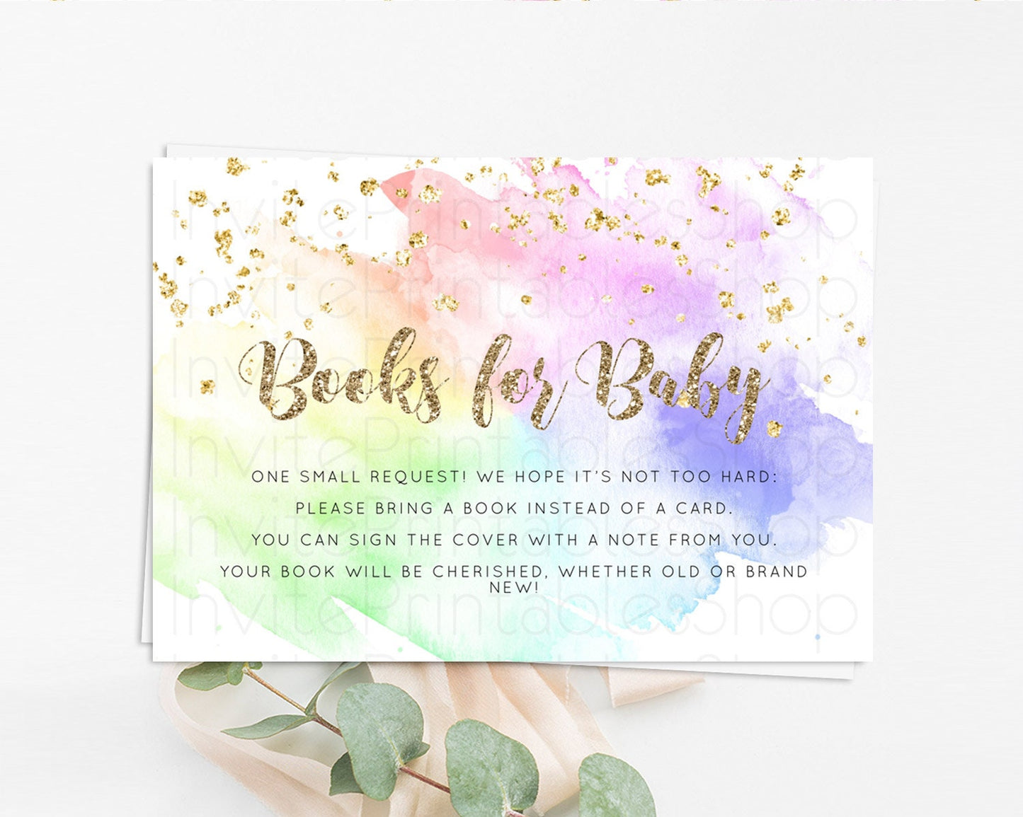 Pastel Books For Baby Card Pastel Rainbow Book Insert Colorful Ombre Watercolor Book Card Confetti Glitter Baby Book Poem Request D10319