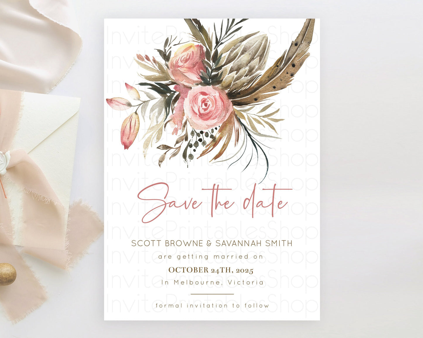 Wildflower Save The Date Template Secret Garden Save The Date Pastel Floral Garden Party Boho Flowers Birthday Baby Shower Wedding D10686