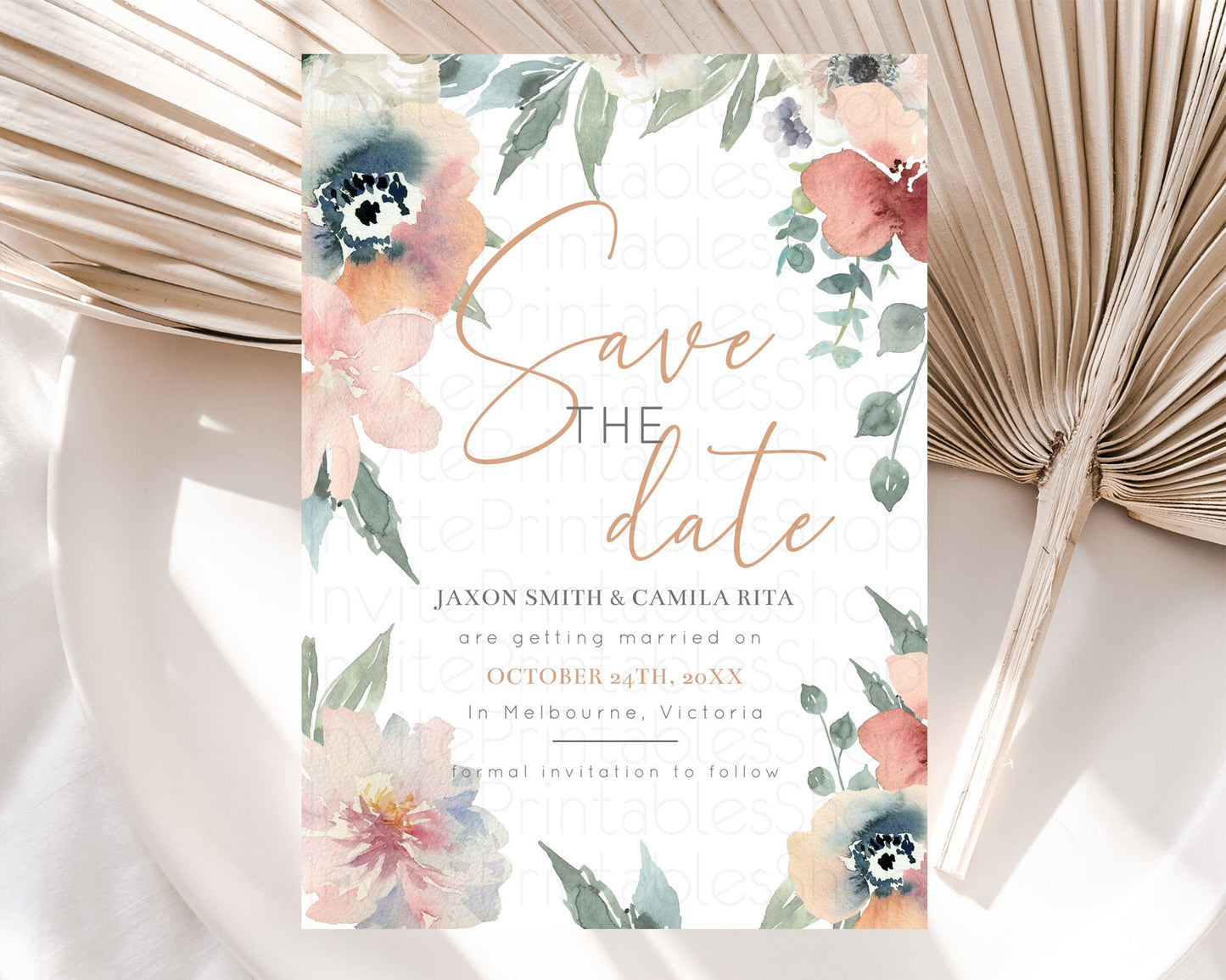 Wildflower Save The Date Template Secret Garden Save The Date Pastel Floral Garden Party Boho Flowers Birthday Baby Shower Wedding D10787