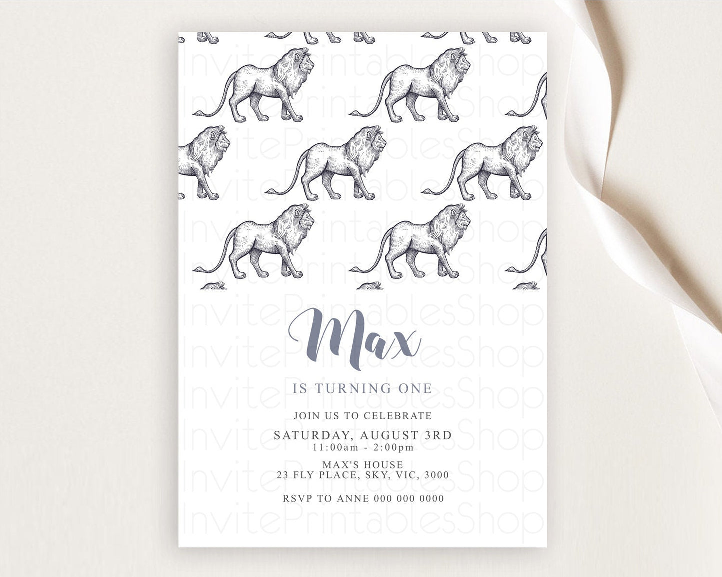 Lion Birthday Invitation Lion Invitation Modern Safari Lion Party 2 Wild 1 Safari Adventure Zoo Birthday Minimalist Lion Invites D10246