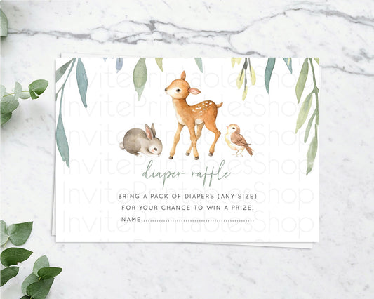Editable Fawn Diaper Raffle Card Deer Diaper Insert Floral Deer Diaper Ticke