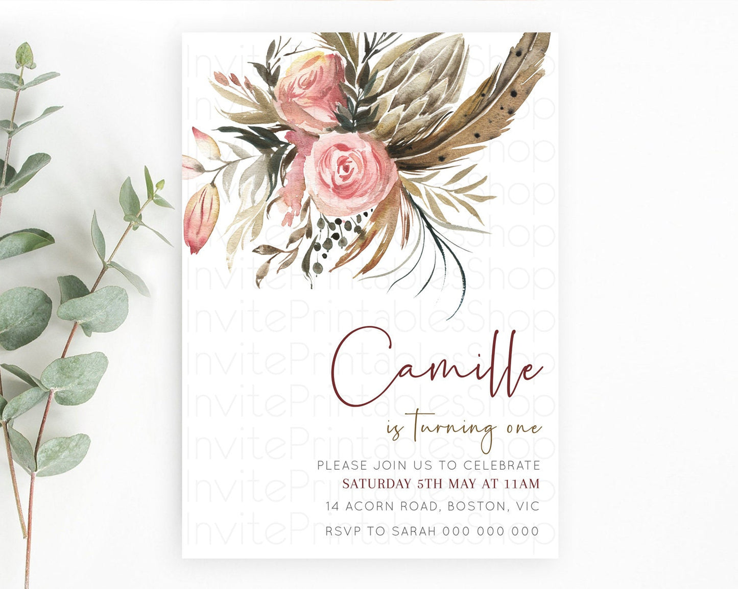 Secret Garden Invitation Wildflower Birthday Invitation Pastel Flowers Invite Enchanted Garden Boho Floral 3rd 2nd First Birthday D10686