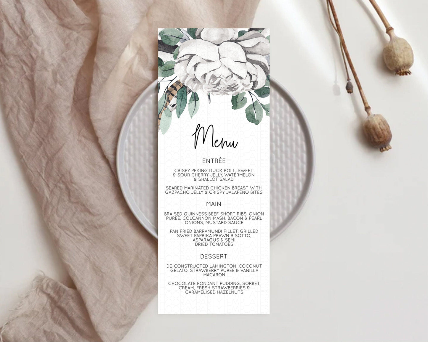 Secret Garden Menu Wildflower Menu Template Pastel Flower Garden Table Decor Boho Floral Dinner Dessert Floral Party Food Menu D11066