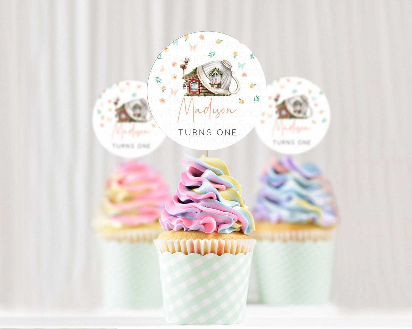 Editable Fairy Cupcake Toppers Pastel Fairy Cupcake Toppers Fairy Floral Gar