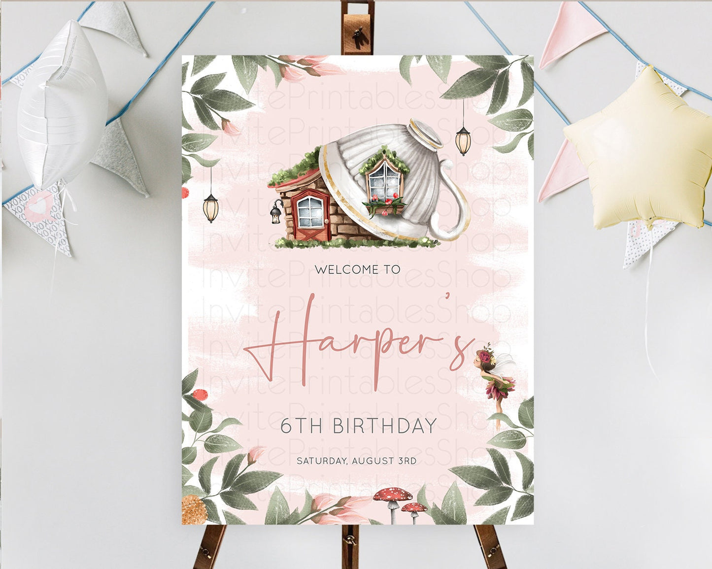 Fairy Welcome Sign Fairy Welcome Board Enchanted Garden Pastel Floral Butterfly Decor Secret Garden First Birthday Welcome Sign D10563