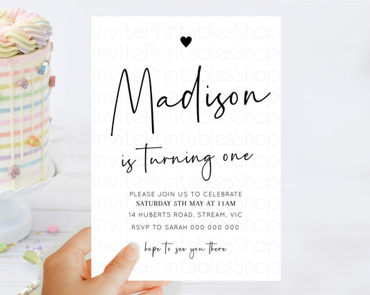 Editable Minimalist Birthday Invitation White Black Invitation Minimalist Pa