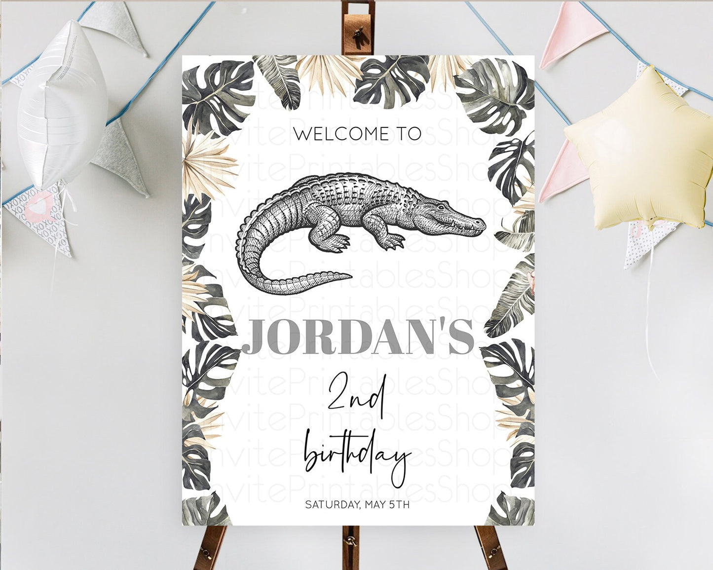 Crocodile Welcome Sign Alligator Welcome Board Croc Gator Party Welcome Poster Safari Decor Croc Gator First Birthday Welcome Sign D10830