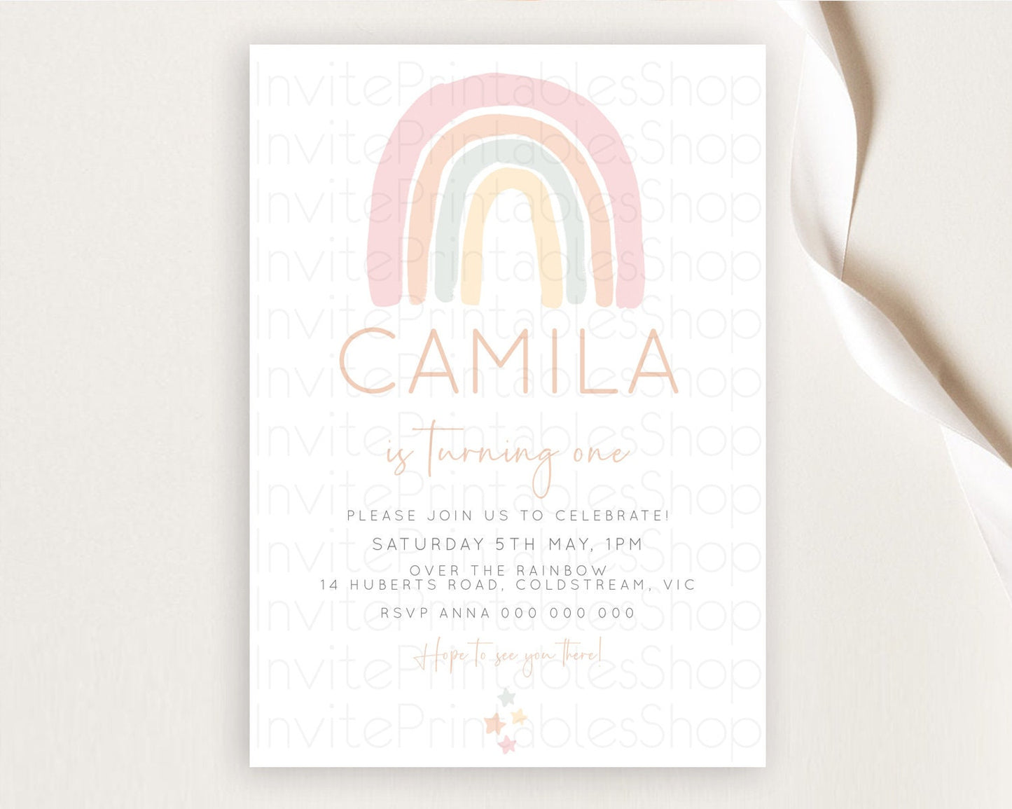 Pastel Rainbow Birthday Invitation Pastel Rainbow Invitation Rainbow Invitation Pastel Invitation Boho Rainbow 1st First Birthday D10162