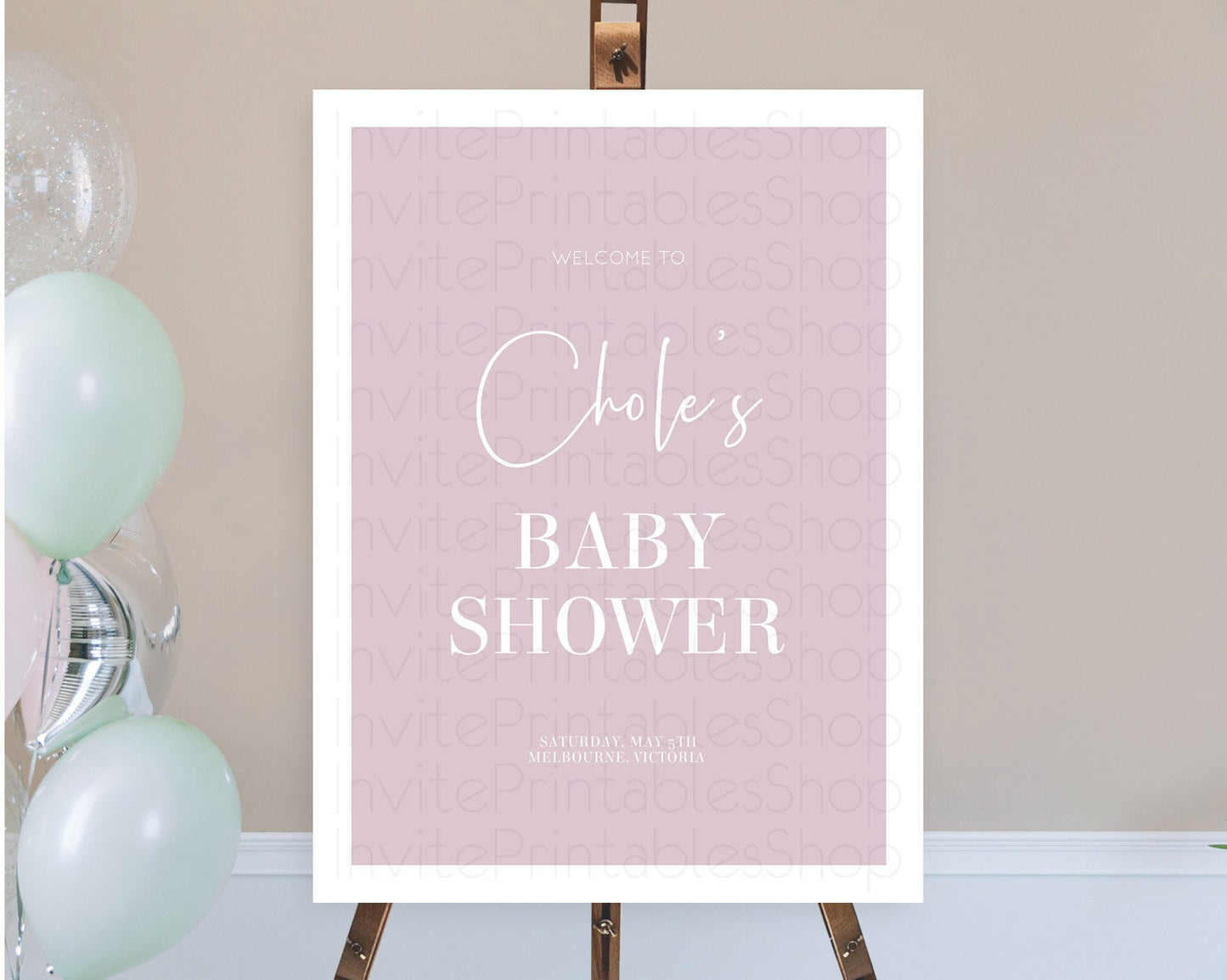 Pink Baby Shower Welcome Sign Plain Pink Welcome Board Minimalist Pastel Pink Welcome Poster Modern Pink Minimal Welcome Sign D10940