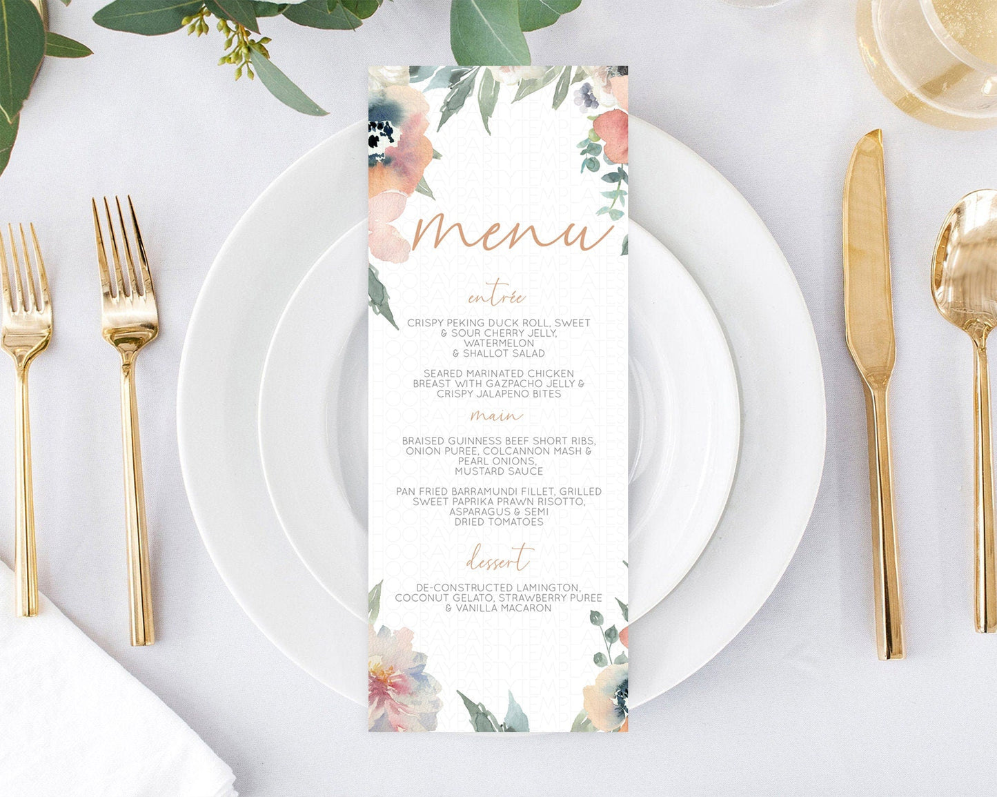 Secret Garden Menu Wildflower Menu Template Pastel Flower Garden Table Decor Boho Floral Dinner Dessert Floral Party Food Menu D10787