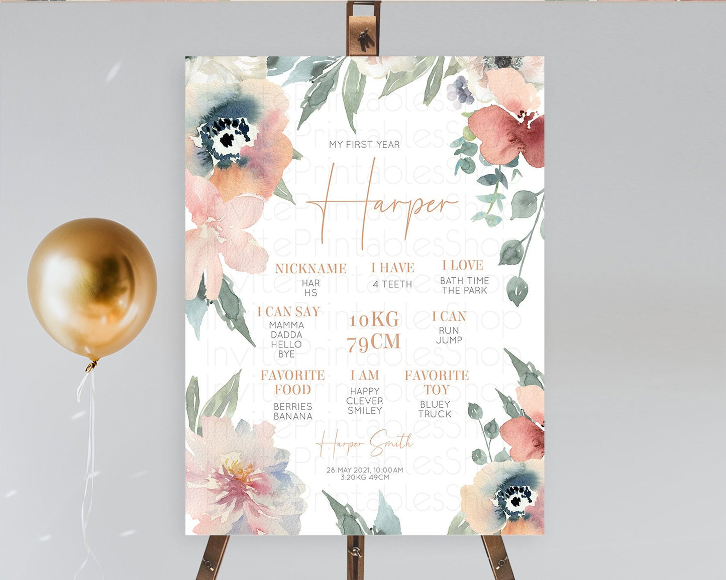 Secret Garden Milestone Board Wildflower First Birthday Milestone Poster Pastel Flowers Milestone Boho Wildflower 1st Birthday Sign D10787