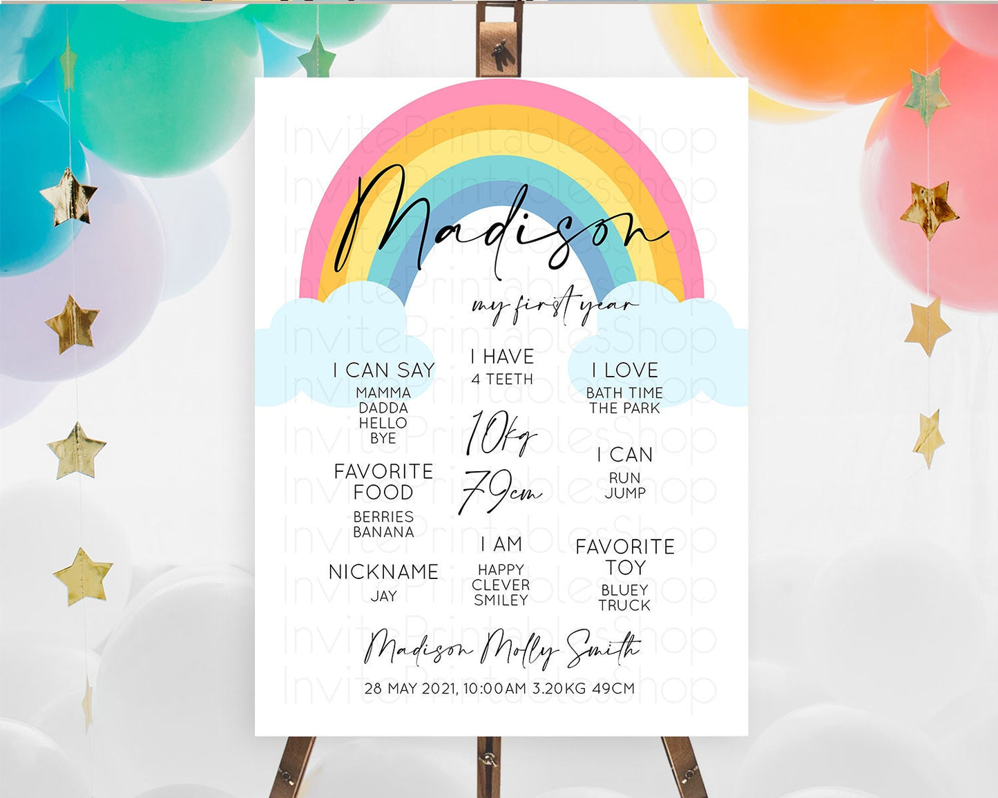 Pastel Rainbow First Birthday Milestone Poster Boho Rainbow Milestone Board Rainbow Milestone Pastel Milestone Rainbow 1st Birthday D10123