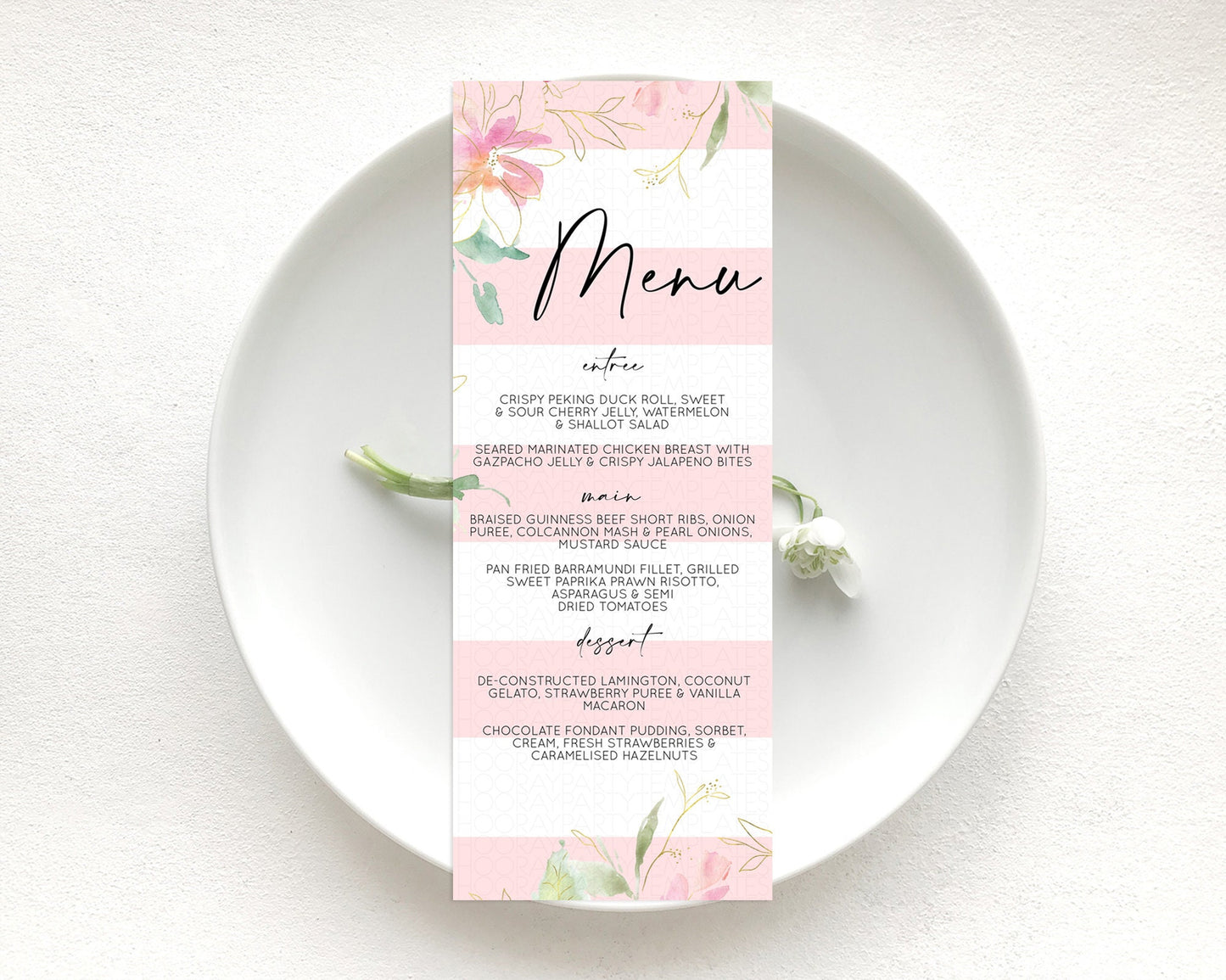 Secret Garden Menu Wildflower Menu Template Pastel Flower Garden Table Decor Boho Floral Dinner Dessert Floral Party Food Menu D10301