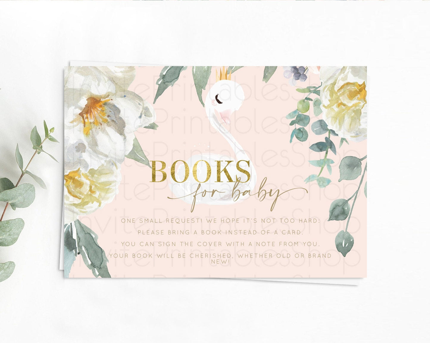 Swan Books For Baby Card Swan Princess Ballet Book Insert Enchanted Swan Lake Book Card Secret Garden Floral Book Poem Request D10115