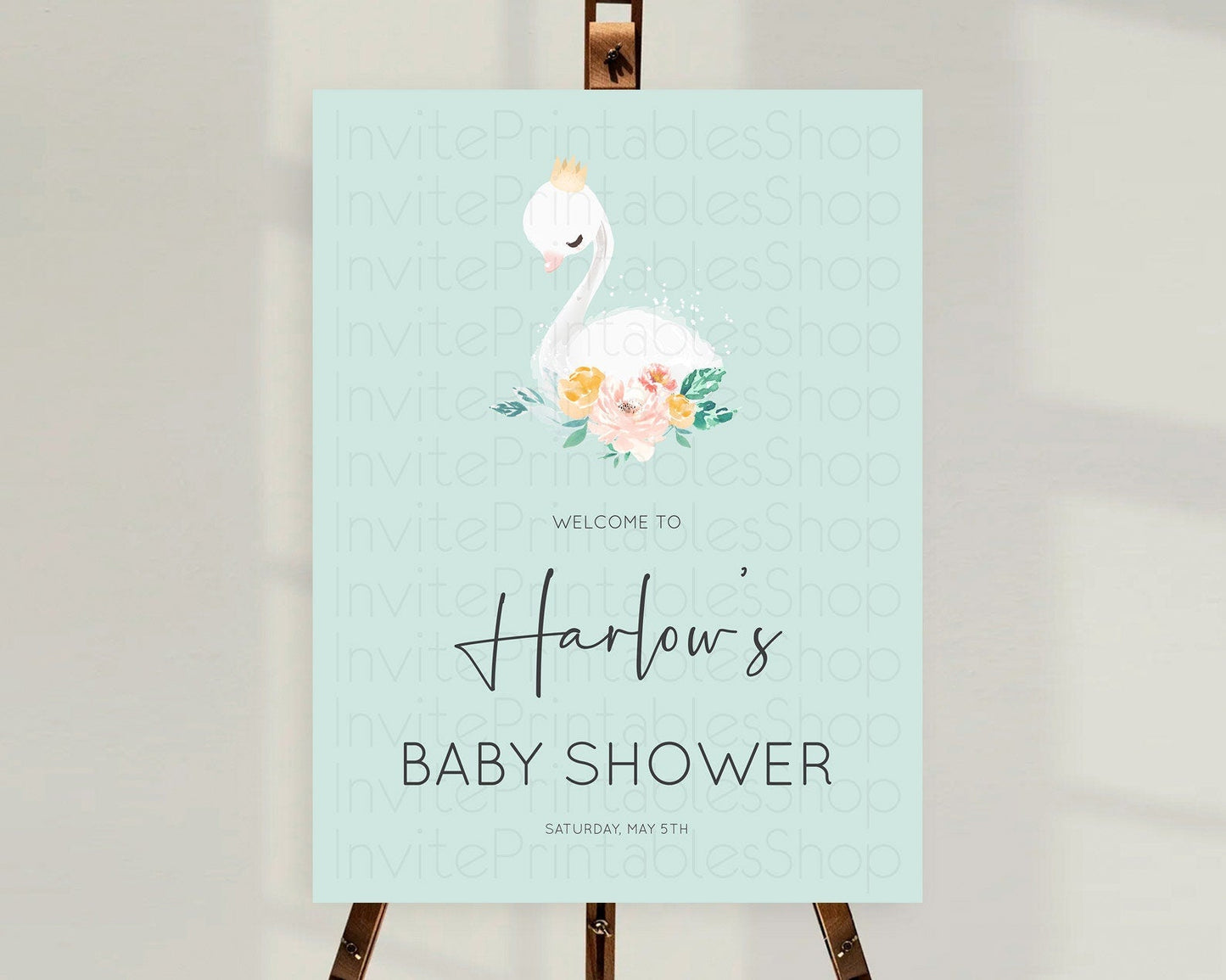 Swan Baby Shower Welcome Board Swan Princess Ballet Welcome Sign Enchanted Swan Lake Secret Garden Pastel Floral Swan Welcome Sign D10905
