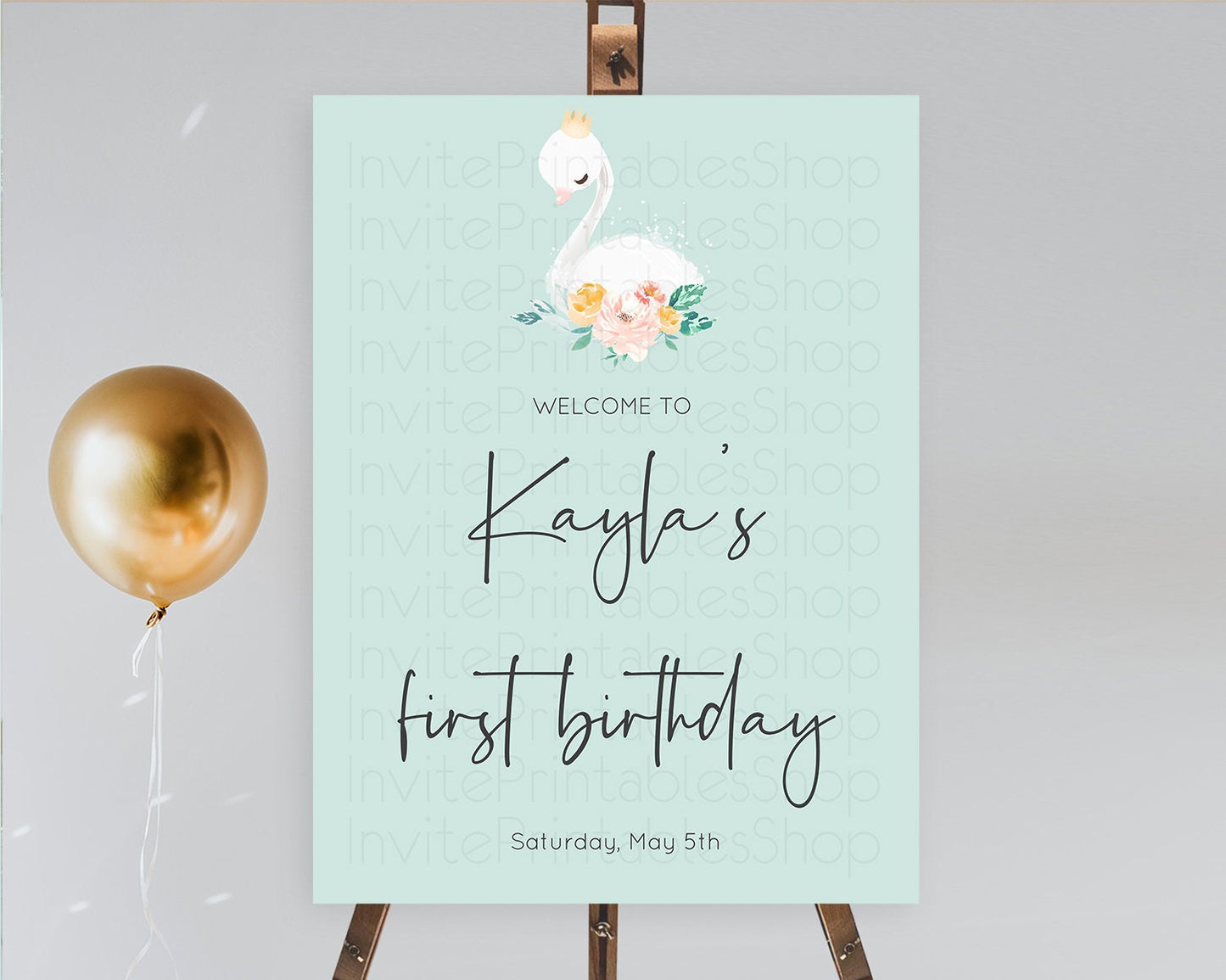 Swan Welcome Board Swan Princess Ballet Welcome Sign Enchanted Swan Lake Secret Garden Pastel Floral First Birthday Welcome Sign D10905