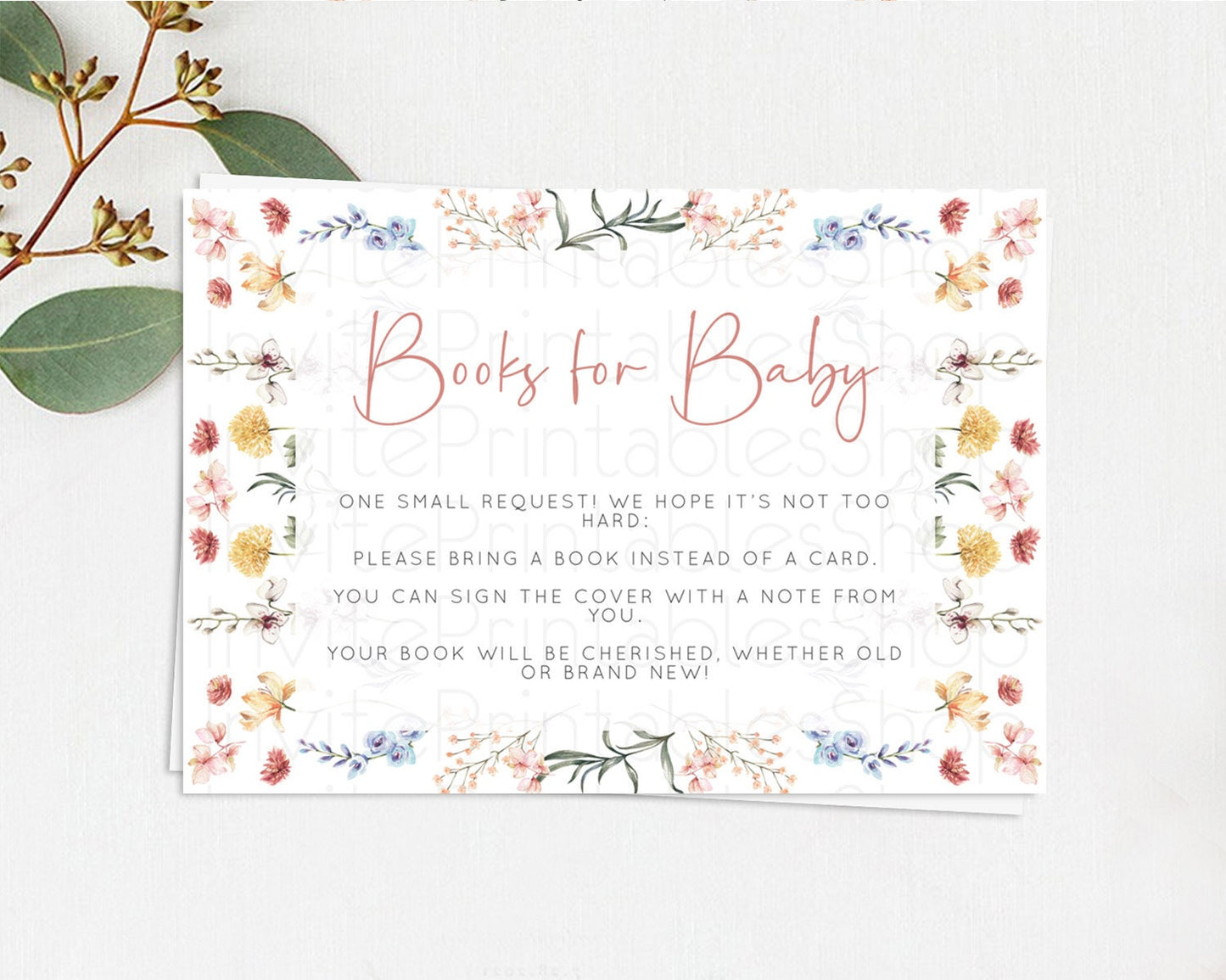 Secret Garden Books For Baby Card Boho Wildflower Book Insert Pastel Flower Garden Baby Shower Card Flower Guests Book Poem Request D10682
