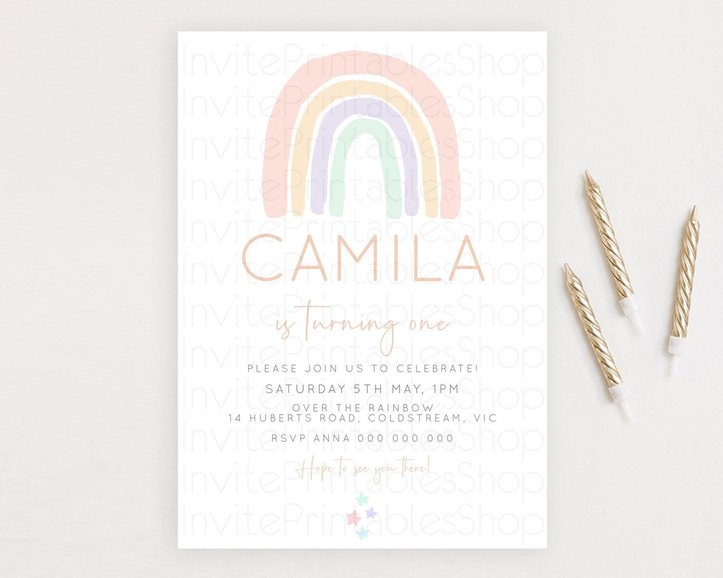 Pastel Rainbow Birthday Invitation Pastel Rainbow Invitation Rainbow Invitation Pastel Invitation Boho Rainbow 1st First Birthday D23106