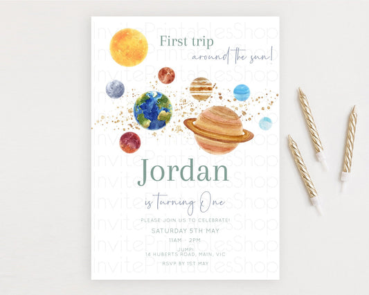 Editable Space Birthday Invitation Space 1st Birthday Invites First Trip Aro