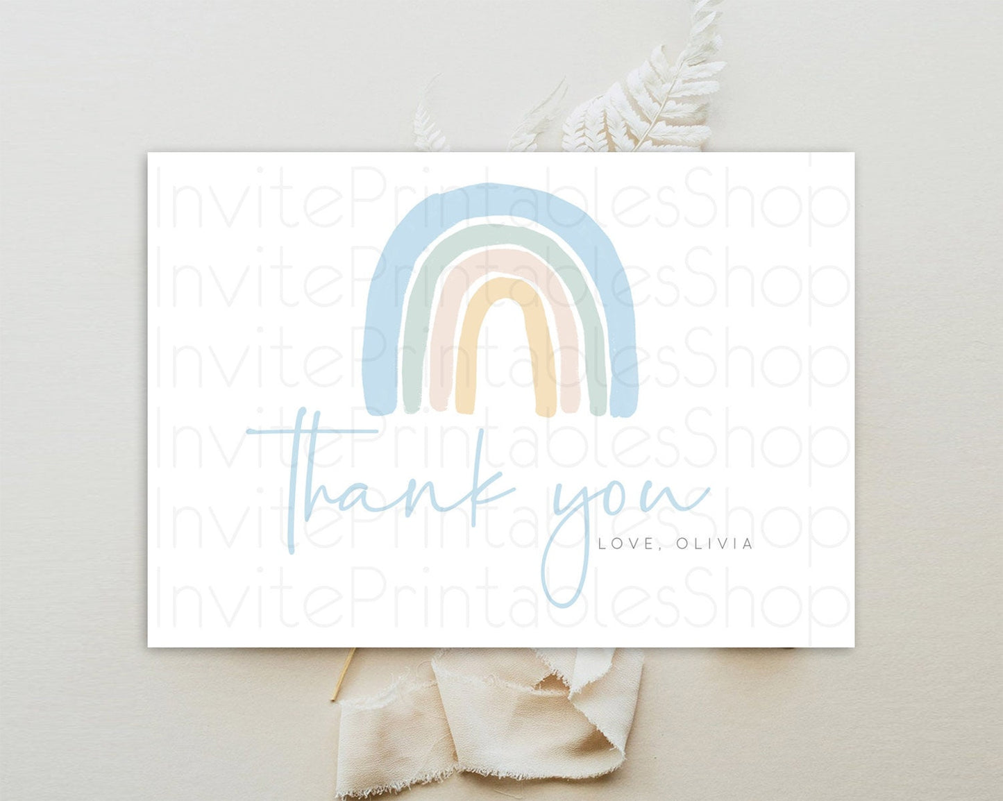 Pastel Rainbow Thank You Boho Rainbow Thank You Card Rainbow Birthday Thank You Cards Pastel Rainbow Teacher Thank You Card Template D10200