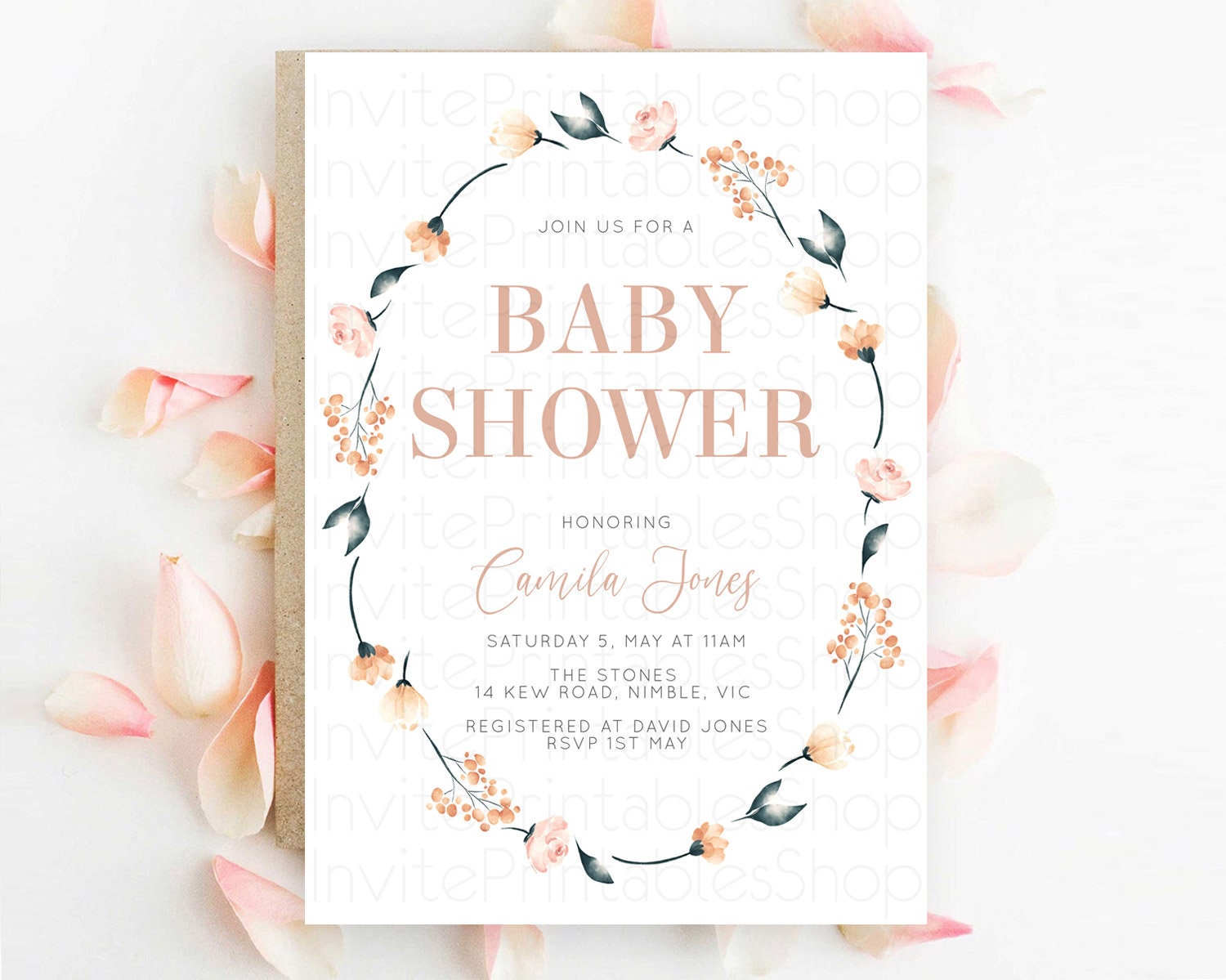 Editable Wildflower Baby Shower Invitation Secret Garden Baby Shower Invitat