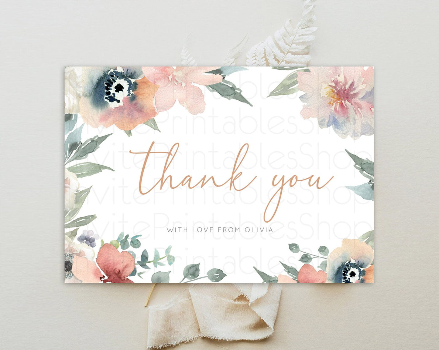 Secret Garden Thank You Wildflower Thank You Card Pastel Flower Garden Birthday Thank You Card Boho Floral Teacher Thank You Card D10787