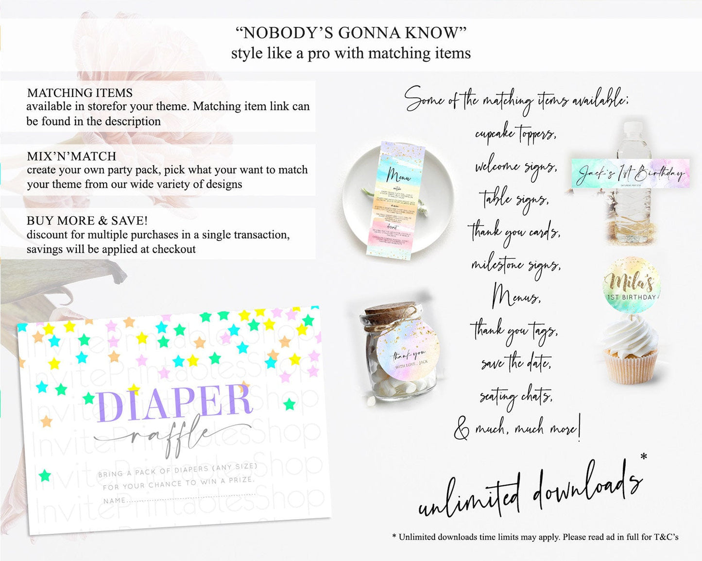 Pastel Star Diaper Raffle Card Shooting Star Diaper Raffle Insert Twinkle Little Star Diaper Ticket Rainbow Confetti Raffle Game D10395