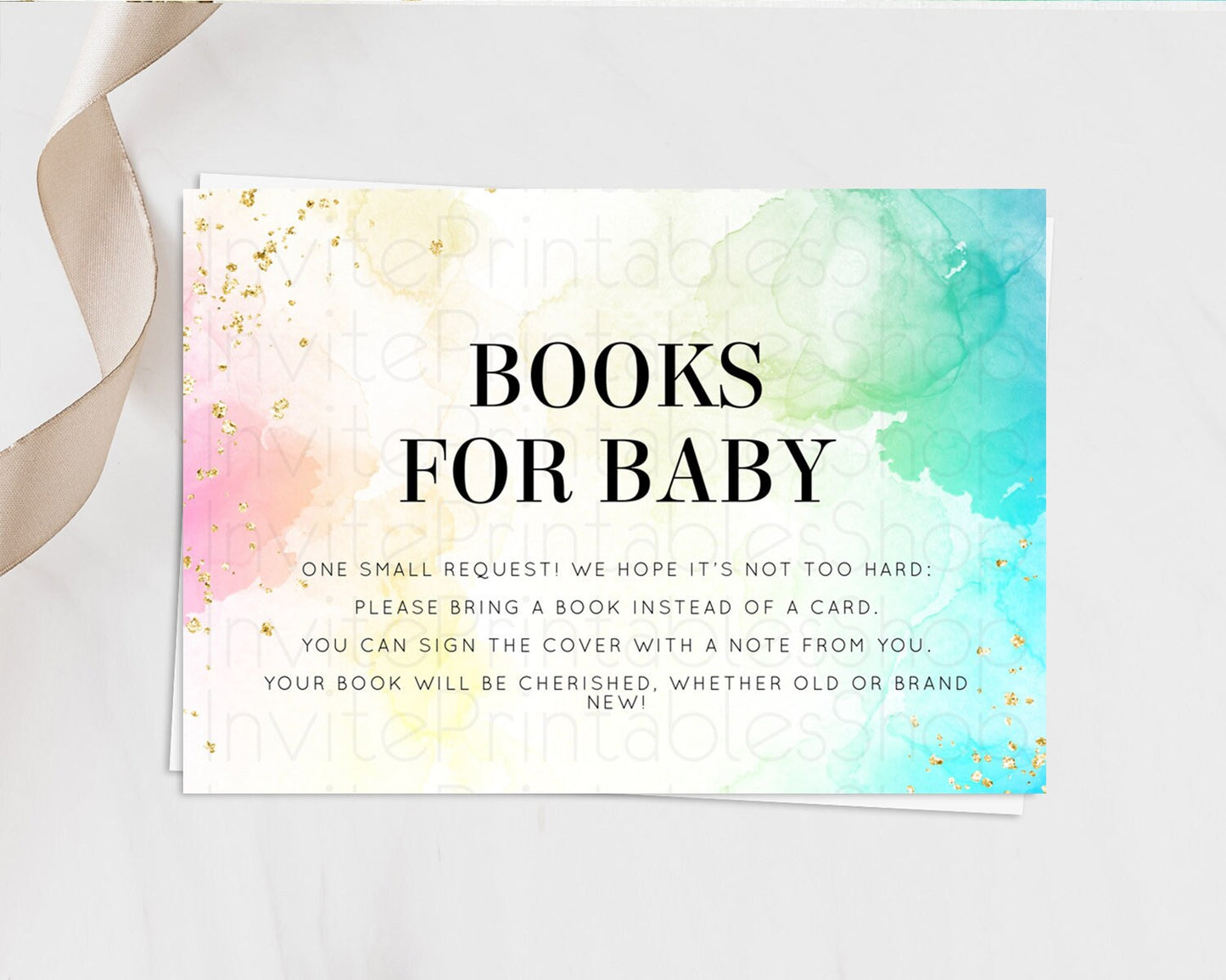 Pastel Books For Baby Card Pastel Rainbow Book Insert Colorful Ombre Watercolor Book Card Confetti Glitter Baby Book Poem Request D10770