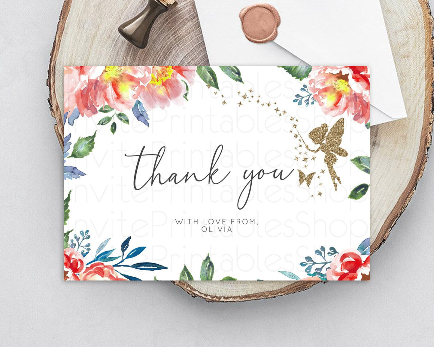 Fairy Thank You Fairy Thank You Card Enchanted Garden Pastel Butterfly Birthday Thank You Floral Secret Garden Teacher Thank You D10752