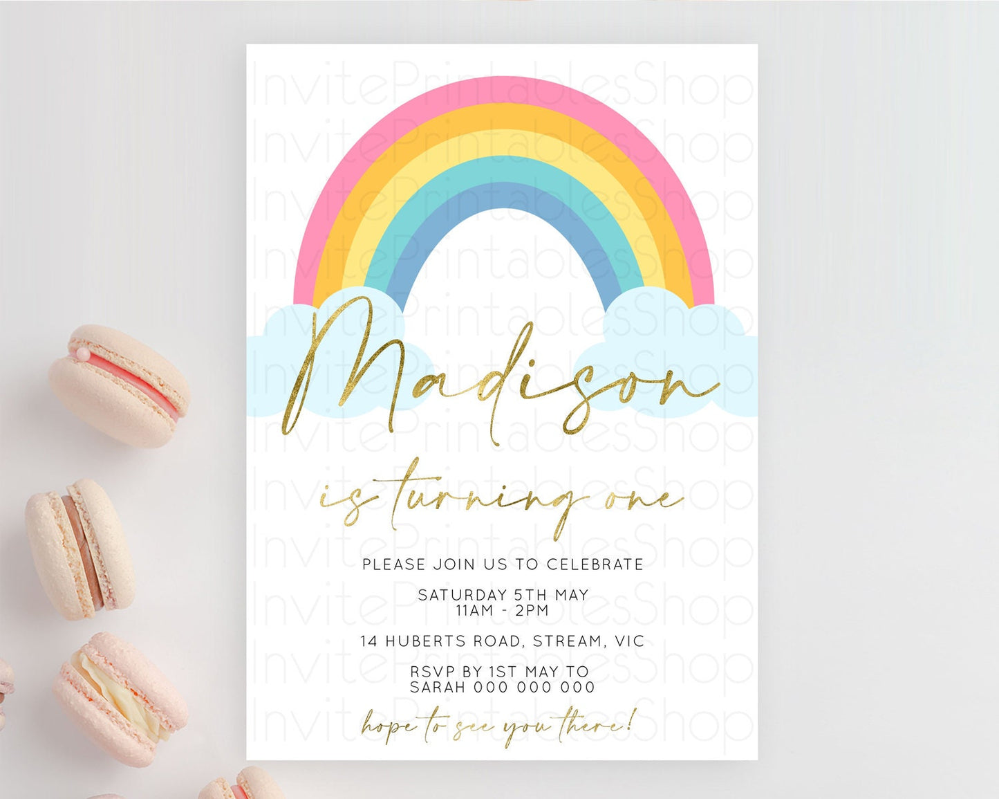 Pastel Rainbow Birthday Invitation Pastel Rainbow Invitation Rainbow Invitation Pastel Invitation Boho Rainbow 1st First Birthday D10123