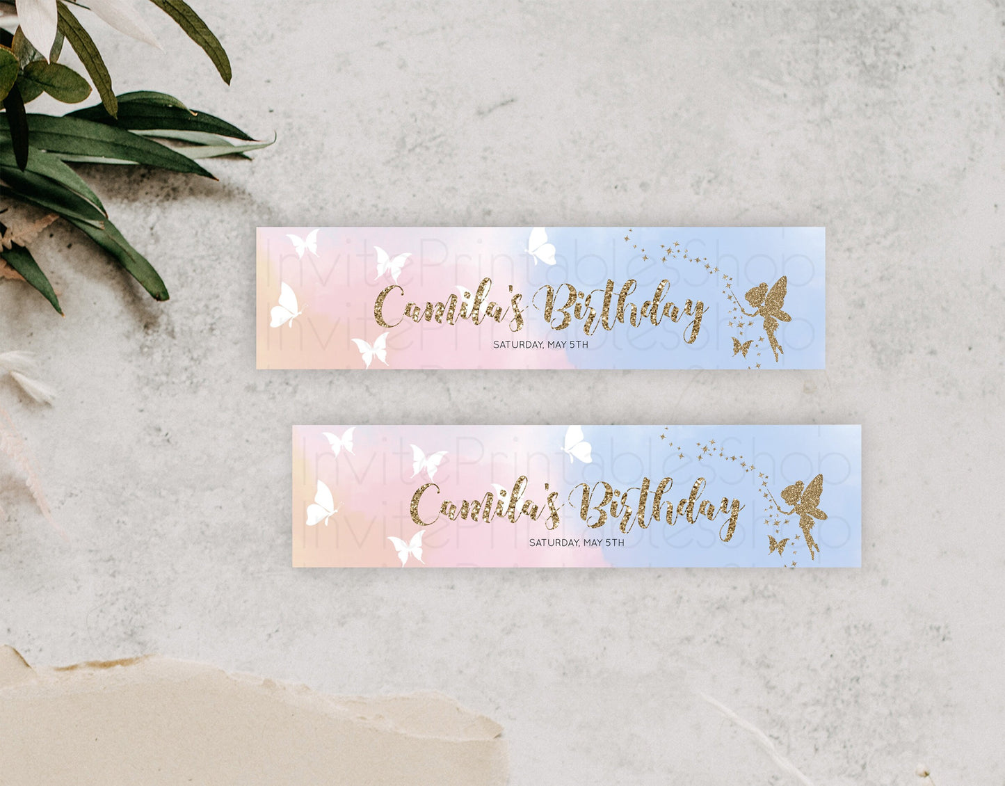 Fairy Water Label Enchanted Garden Pastel Floral Butterfly Party Decor Secret Garden Birthday Baptism Baby Shower Bridal Shower D10894