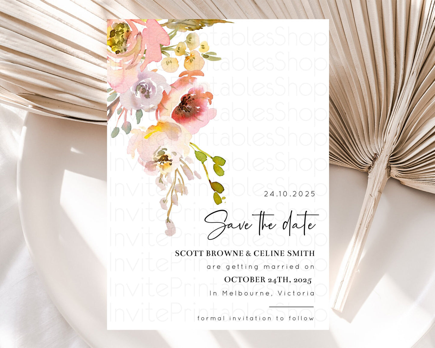 Wildflower Save The Date Template Secret Garden Save The Date Pastel Floral Garden Party Boho Flowers Birthday Baby Shower Wedding D10194