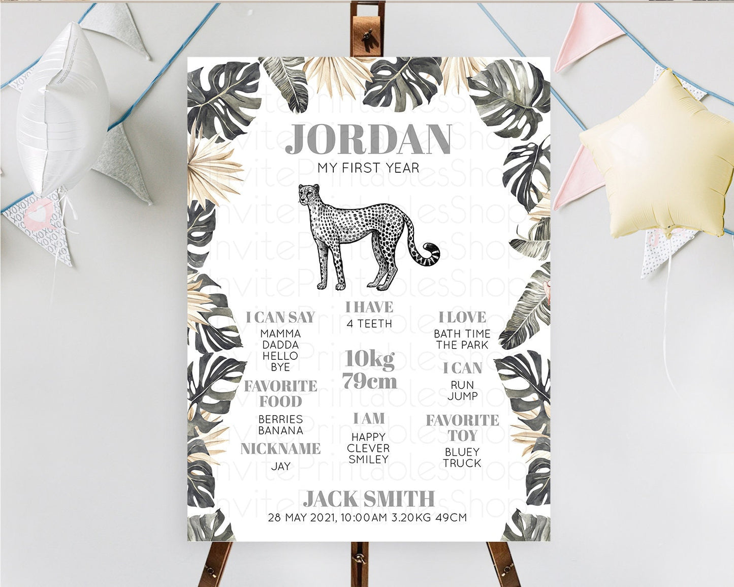 Cheetah First Birthday Milestone Board Cheetah Milestone Poster Cheetah Decor Safari Adventure Cheetah First Birthday Welcome Sign D10823