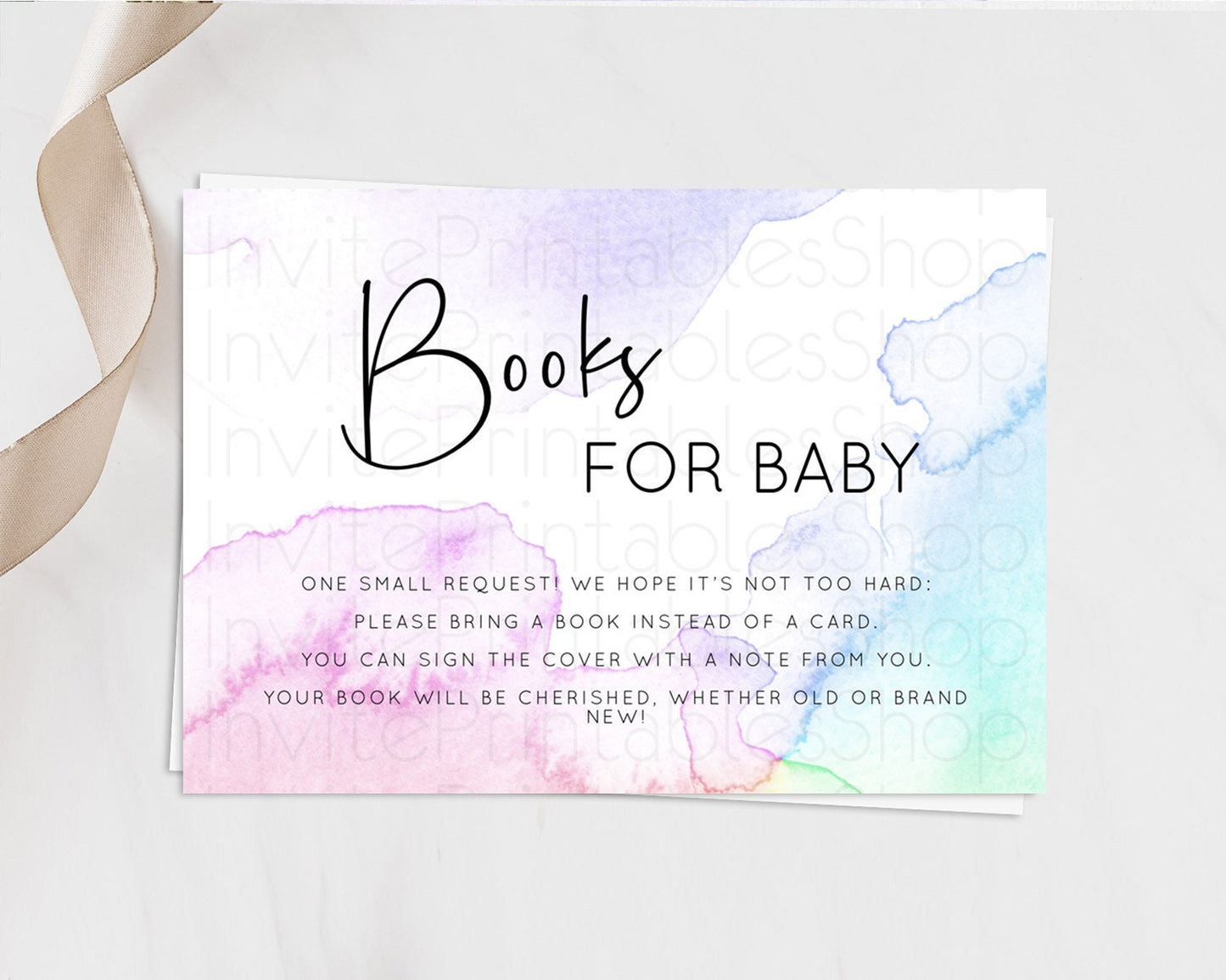 Pastel Books For Baby Card Pastel Rainbow Book Insert Colorful Ombre Watercolor Book Card Confetti Glitter Baby Book Poem Request D10215