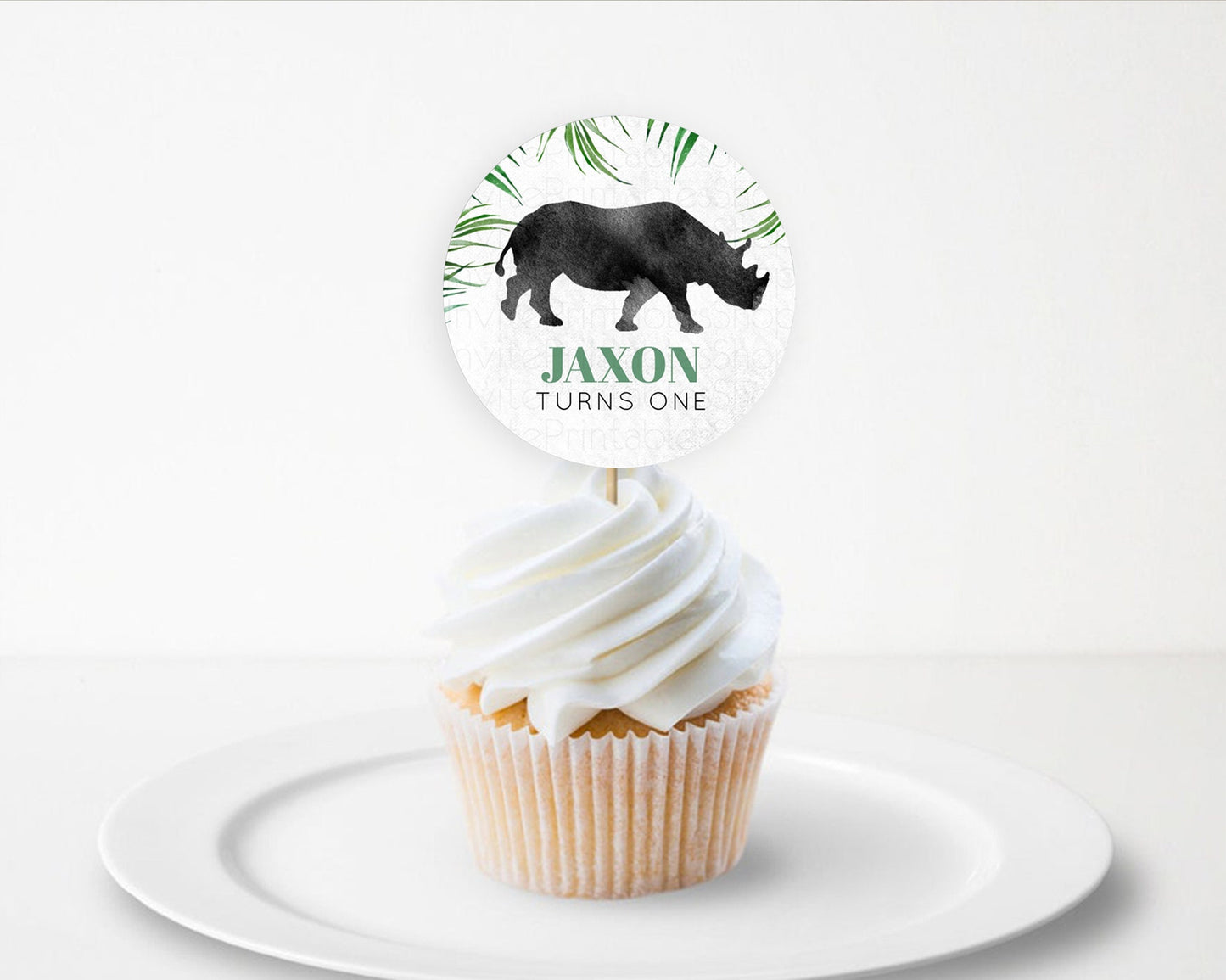 Rhino Cupcake Toppers Rhino Cupcake Rhino Take A Cupcake Toppers Rhino Safari Adventure Decor Zoo Party Rhino Palm Leaf Décor D10843