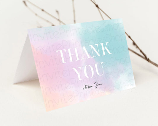 Pastel Thank You Rainbow Thank You Card Colorful Pastel Birthday Thank You Card Confetti Watercolor Pastel Teacher Thank You Cards D10375